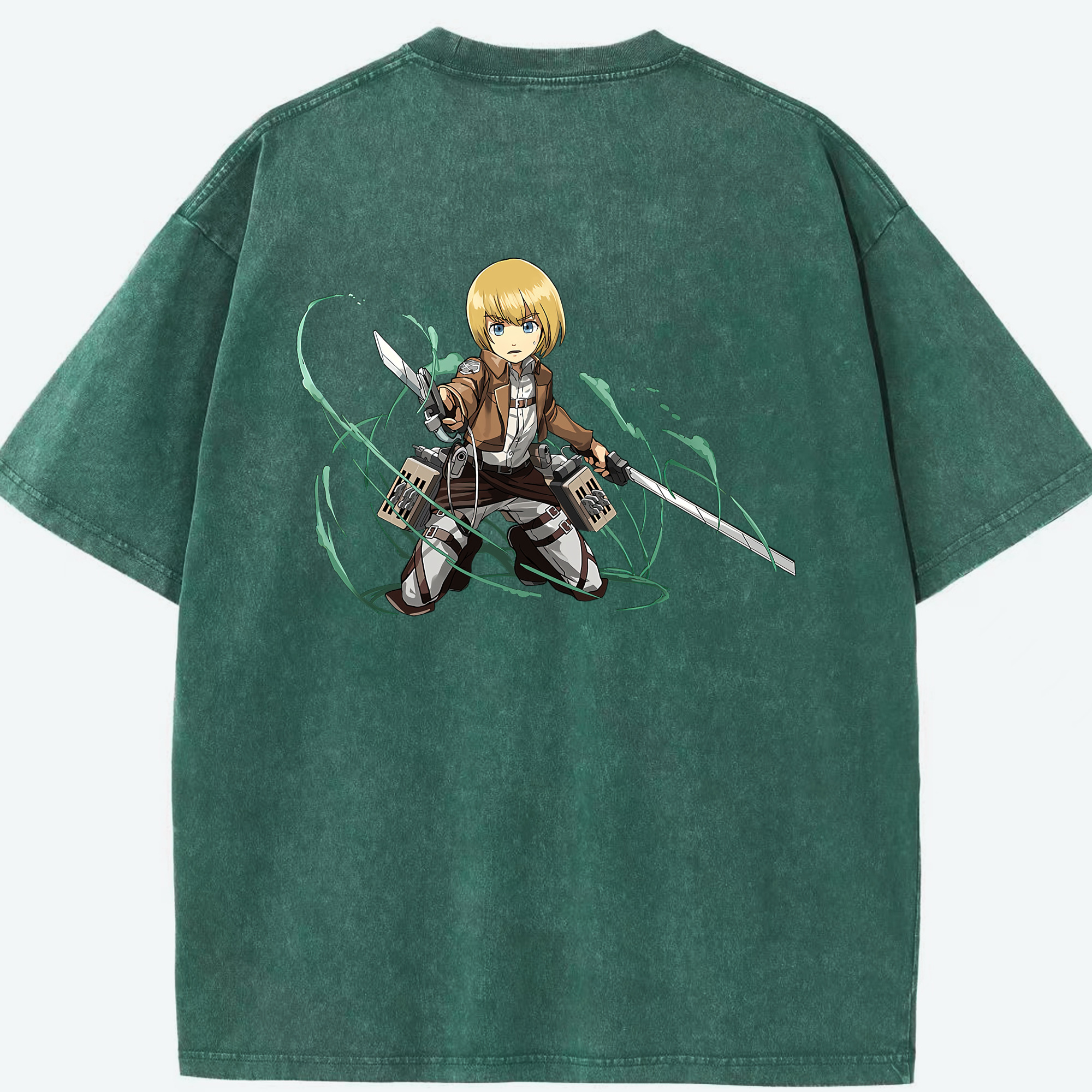 （画像用） 進撃の巨人 アルミン·アルレルト Attack on Titan Armin Arlert 綿100% ヴィンテージ風 半袖Tシャツ（背面プリント）